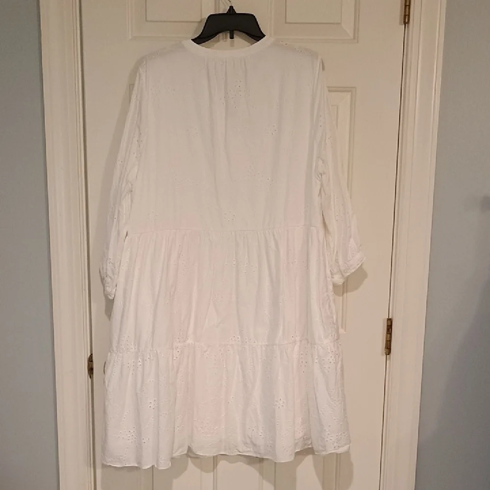 Caslon White Eyelet Tiered Midi Shift Dress - Picture 2 of 5